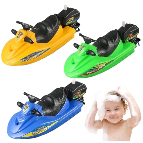 Toy Boat 3PCS Aufwickeln Motorboot Spielzeugset Plastik schwimmende Spielzeugboote für Badewanne Kinder Pool Spielzeug Windup Badeboot für Kinder 3+ von Csafyrt