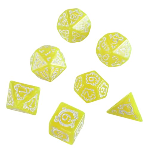 Csnbfiop 7Pcs Drachen Muster Mehrseitige Acryl Würfel Rolle Spielen Tisch Spiel Würfel Polyhedral Würfel Für Tisch Spiel Spieler von Csnbfiop