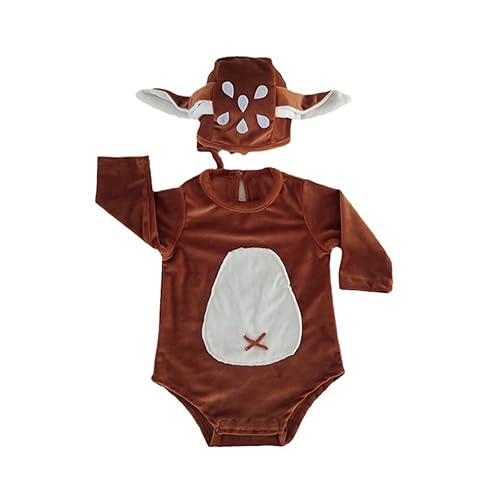 Csnbfiop Baby Kostüm Cosplay Overall Rentier Neugeborenen Requisiten Einteilige Ärmel Strampler Outfit von Csnbfiop