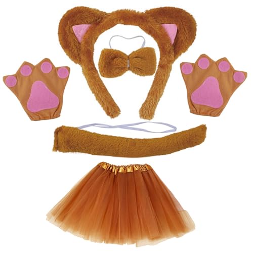 Csnbfiop Bühnenshows Kostümzubehör Plüschkatzen Ohr Stirnband/Schwanz/Fliege Outfit Set Für Kinder Cosplay Maskeraden Party Requisiten von Csnbfiop