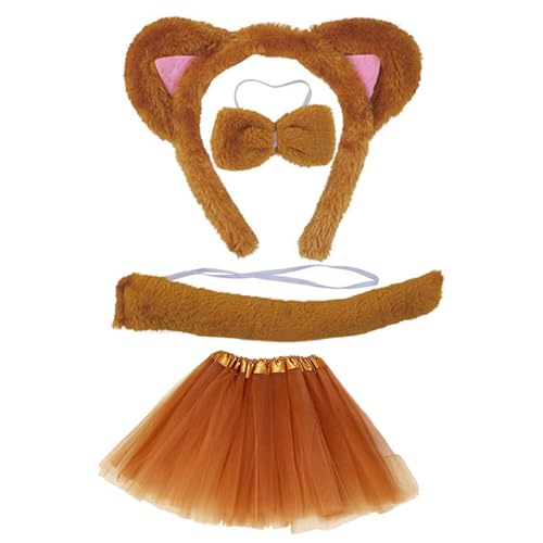 Csnbfiop Bühnenshows Kostümzubehör Plüschkatzen Ohr Stirnband/Schwanz/Fliege Outfit Set Für Kinder Cosplay Maskeraden Party Requisiten von Csnbfiop