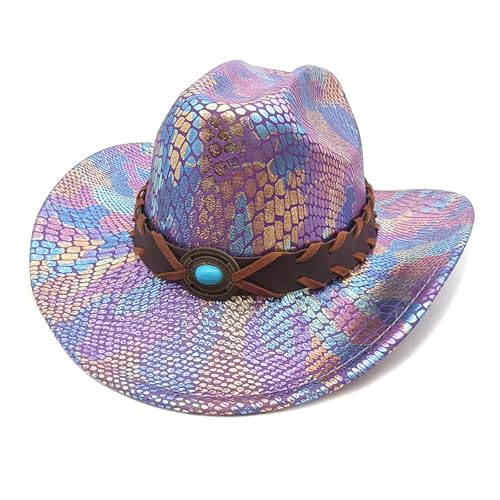 Csnbfiop Glitzernder Puder PU Gürtelhut Für Abendparty Elegante Türkis Dekore Cowgirl Rollenspiel Kostümhut Party Kopfbedeckung von Csnbfiop