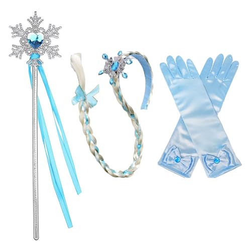 Csnbfiop Mädchen Prinzessin Accessoires Dress Up Kleidung Set Handschuhe Krone Ohrringe Halskette Und Haarzopf Für Mädchen Cosplay von Csnbfiop