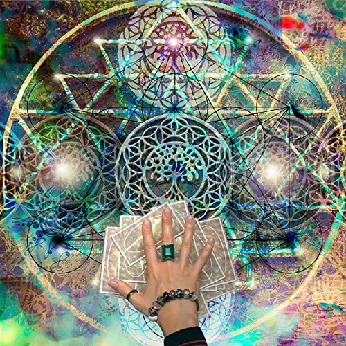 Csnbfiop Quadratische Flanell Tarot Stoffkarte Brettspiel Astrologie Orakel Kartenunterlage Tischabdeckung Kartenmatte Wahrsagerei Tischdecke von Csnbfiop