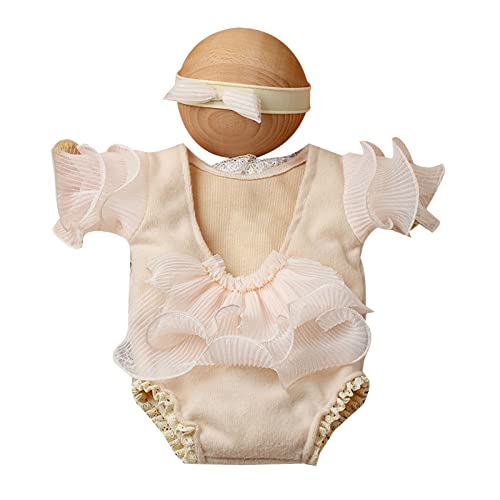 Csnbfiop Requisiten Babys 0–3 Monate Kopfschmuck Rüschen Overalls Party Kleidung Neugeborenes Haarschleifen Outfit von Csnbfiop