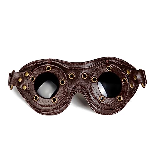 Csnbfiop Schutzbrille Verstellbar PU Vintage Motorräder Halloween Cosplay Rollerbrille Cosplay von Csnbfiop