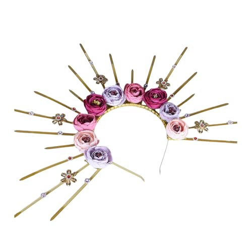 Csnbfiop Sunbursts Haarschmuck Mit Rosenblüte Verstellbare Größe Stirnband Cosplay Kostüm Kopfbedeckung Zubehör Für Partykleidung von Csnbfiop