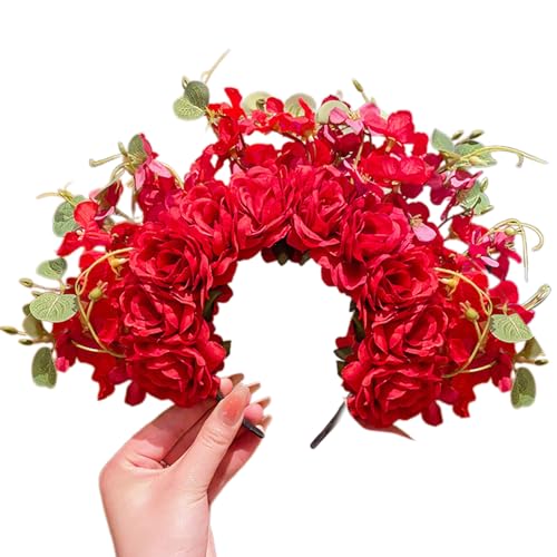 Doppelseitiges Blumen-Haarband mit Rosenblüte, modisch, für Damen, Braut, Haar-Accessoire, Brautgirlanden von Csnbfiop