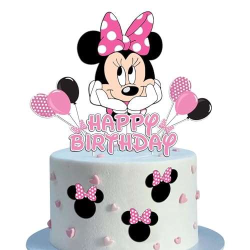 Ctxtqtdt 10 Stück Minie Mouse Tortendeko Mädchen, Kuchen Deko Kindergeburtstag, Cake Topper Set, Happy Birthday Topper für Kinder Geburtstag Party Kuchen Dekoration Supplies (A) von Ctxtqtdt