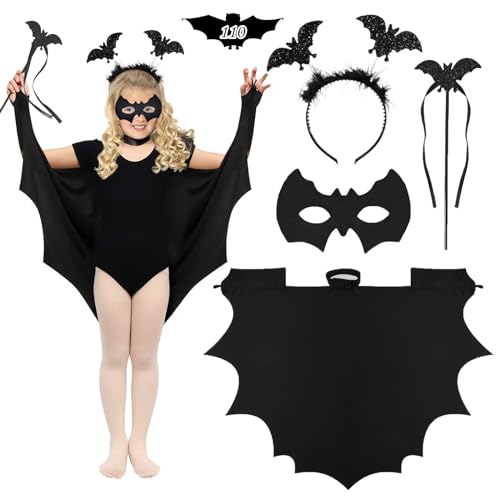 Ctxtqtdt Mizijia Halloween Fledermaus Umhang Kinder, Fledermaus Kostüm Kinder Set, Fledermaus Flügel Kinder, Fledermaus Cape Kinder für Halloween Karneval Fasching Cosplay (110/120/130) von Ctxtqtdt