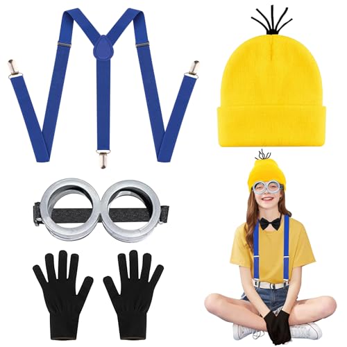 Ctxtqtdt Minio Costume Kinder, Halloween Kostüm Kinder, Minio Kostüm Set, Film Kostüm Kinder, Minio Cosplay Carnaval Halloween Bekleidungsset (A) von Ctxtqtdt