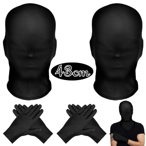 Ctxtqtdt Vollgesichtsmaske Halloween 43 cm, Maske Halloween, Schwarze Spandex Kopfmaske, Unisex Gesichtslose Maske für Halloween Karneval Party Cosplay Kostüm Accessoire von Ctxtqtdt