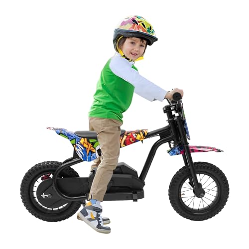 150W Elektro-Motorrad für Kinder,Mini-Elektro-Dirtbike Batteriebetriebenes Motorrad für Kinderb 6 Jahren geeignet kann auch gegen Außenflächen wie Asphalt, Ziegel Fahren 106 * 59 * 66 cm von CuCummoo
