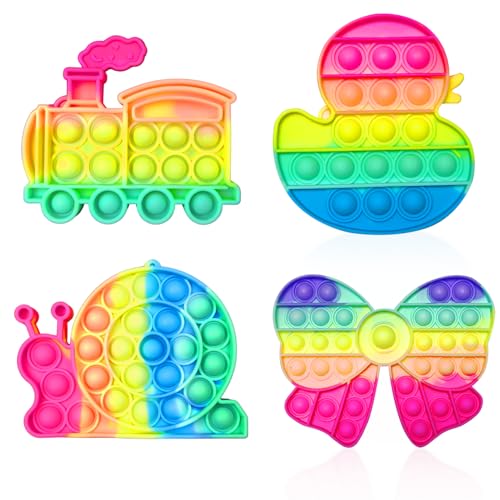 Cuackamily 4 PCS Push It and Pop Bubble, Pop Push It Fidget Toy, Sensorisches Fidget Spielzeug, Einhorn & Ente Stressabbau Spielzeug, Erwachsene und Kinder zu entlasten Angst von Cuackamily