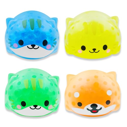 Cuackamily 4 Stück Stress Ball Spielzeug, Stressball Squishy Ball mit Wasserperlen, Random 4 Pack Tierefür Anti-Stressbälle Kinder&Erwachsene Fidget Spielzeug für Geburtstag Geschenke ADHD Autismus von Cuackamily