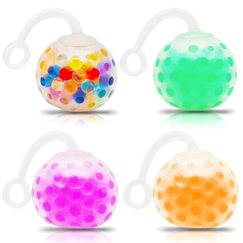 Cuackamily 4 Stück Stressball,Bunte Quetschbälle mit Wasserperlen,Squeeze Bälle Sensory Stress Bälle Knetball,Antistressball Spielzeug Geburtstag Geschenke für Kinder Erwachsene (Zufällige Farbe) von Cuackamily