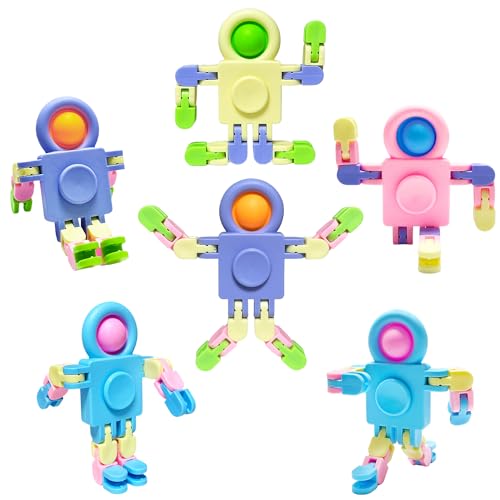 Cuackamily 6PCS Bubble Pop Fidget Toy, Fingertip Toy, Transformable Chain Roboter Sensorisches Stressabbau Spielzeug Pop Partygeschenke Geschenktüte Füller für Kinder Erwachsene (Zufällige Farbe) von Cuackamily