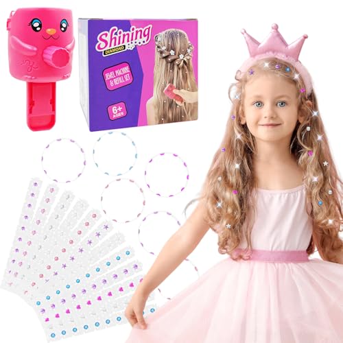 Cuackamily Hair Bedazzler Kit, Diamond Hair Machine Hair Gemstone Glitzersteine Maschine with 120 Hair Gems, Glitzer Glitzersteine Glam Styling Tool Haarschmuck Styler Geschenk für Mädchen Kinder von Cuackamily