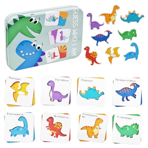 Cuackamily Holzpuzzle Spielzeug Gedächtnisspiel, Holzspielzeug Dinosaurier Holzpuzzle, Kinderspielzeug Montessori Spielzeug Lernspielzeug für Kinder, Geschenk für 123+ Jahren Jungen und Mädchen von Cuackamily