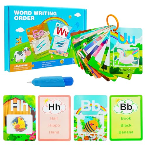 Cuackamily Lernkarten Kinderspielzeug Ab 2 3 4 5 6 Jahre Lernspiele Buchstaben Lernspiel ABC Montessori Lernen Flash-Karten 26 Englisch Alphabet Lernkarten Lernspielzeug Baby Schulanfänger Geschenk von Cuackamily