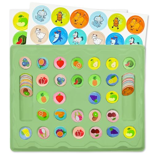 Cuackamily Memory Matching Spiel, Tier Obst Thema Matching-Karten für Kleinkinder, Pädagogisches Spielzeug Fördert Gedächtnis und Kognitive Fähigkeiten, Geschenk für Kinder von 3 4 5 6+ Jahren von Cuackamily