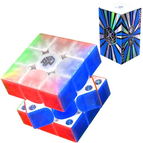 CuberShop GAN 356 ME UV (10th Anniversary Special Edition) Magnetic 3x3 Speed Cube, Gans 2024 Transparent Plastic 10 Anniversary, Smooth & Fast 3 by 3 Collectible, GAN 356 M E (Transparent UV Coated) von CuberShop