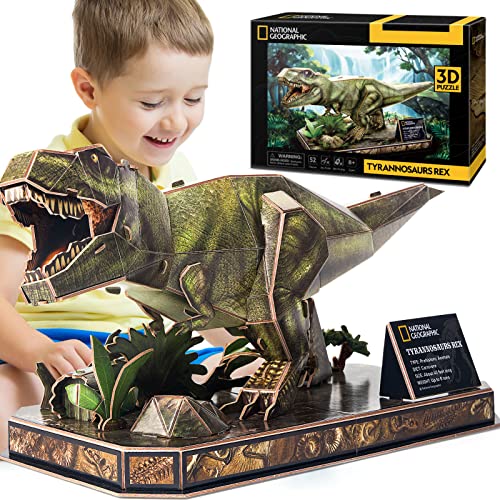 CubicFun 3D Puzzle Dinosaurier Spielzeug Kinderpuzzle, Tyrannosaurus Rex Dino Puzzle für Kinder ab 5 6 7 8 Jahren, Dino Spielzeug 52 Stück für Mädchen Junge Geschenke von CubicFun