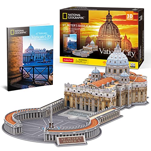 CubicFun 3D Puzzles für Erwachsene Vatikan St. Petersdom Modellbausätze, Puzzles für Kinder im Alter von 8-10 Jahren Vatikanstadt Architekturpuzzles für Erwachsene Tischbau mit Heft, 101Teile von CubicFun