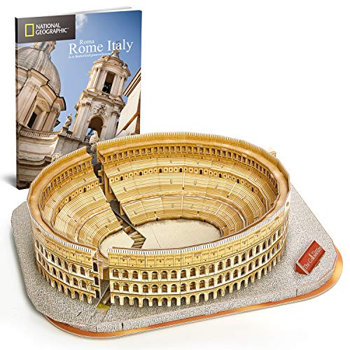 CubicFun 3D Puzzle National Geographic Italien - Rom Stadt Das Kolosseum Modellbausatz mit Broschüre für Erwachsene und Kinder mit Booklet, 131 Stück von CubicFun