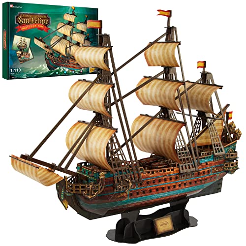 CubicFun 843659803 Boot San Felipe 1960, Spanisches Schiff, 3D-Puzzle, Modellbausatz für Erwachsene und Kinder, 248 Stück, 240 min Montage, Le von CubicFun