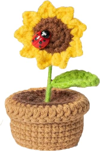 Cubstone 1 PCS Schöne Plüsch Sonnenblume Topfpflanzen, Taschenformat niedlichen Mini-Plüsch-Puppen, kleine Geschenke für Angehörige und Freunde Patienten, Prüfung Glücksbringer von Cubstone