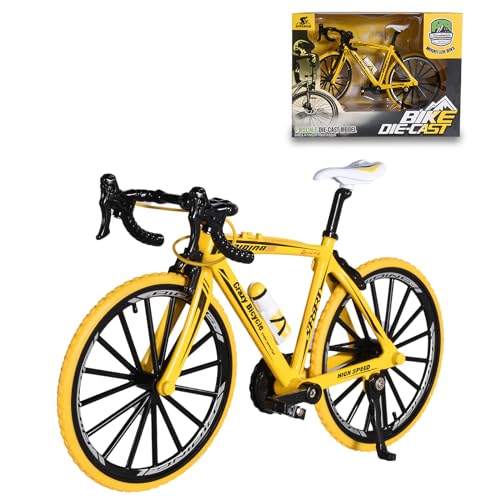 Cudeyrey Finger Fahrrad Modell, 1：8 Mountainbike Modell Spielzeug, Mini Fahrrad Modell Spielzeug, Miniatur Finger Bike für Kinderspielzeug, Micro Landschaft Dekoration und Geschenke (Gelb) von Cudeyrey