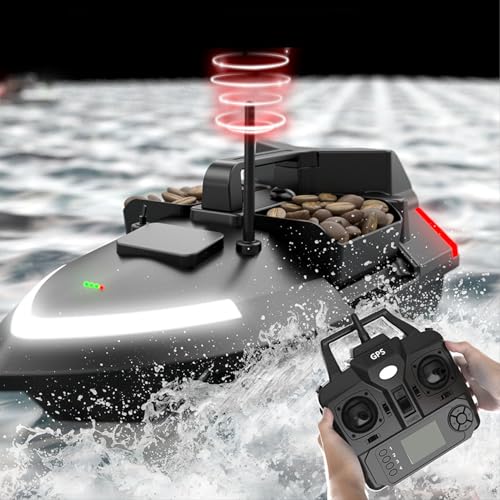 Cuifati Angelköderboot mit GPS, Smart Fish Finder Köderboot 12000 MAh RC Köderboot 1640 Fuß Reichweite RC Fischerboot mit Routenkalibrierungslast 3,3 Pfund für Professionelles Angeln von Cuifati