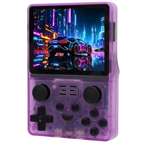 Cuifati Handheld-Spielekonsole, RK3326 CPU ARM Quad Core 1,5 GHz, Unterstützt Dutzende von Simulatoren, Unterstützung für PSP, über 10.000 Spiele, 16 G 128 G Dual-TF-Karte, (Purple) von Cuifati