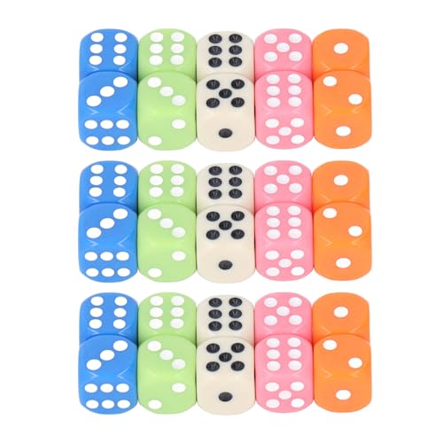 Culnflun 30PCS Colored Plastic Dice Set for Kids Classroom Math Learning White Blue Orange Pink Green Portable Lightweight Gaming Supplies von Culnflun