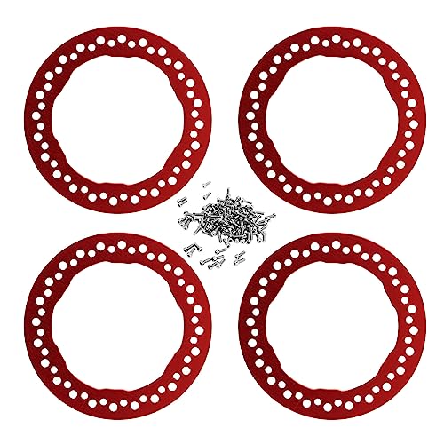 Culnflun 4pcs 1,9 -Zoll -Rad -Außenbeadlock -Ringe Aluminiumlegierung Ersatzrad Schlossringe RC -Auto Axial SCX10 90046 1/10 RC -Autozubehör (Red) von Culnflun