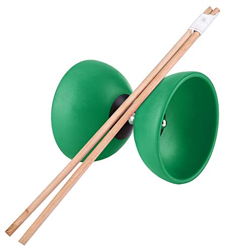 Culnflun Dreifachlager-Diabolo-Set, chinesisches Yoyo mit bunten Stöcken, spielbares Spiel für alle Altersgruppen, ABS-Material (Grün) von Culnflun