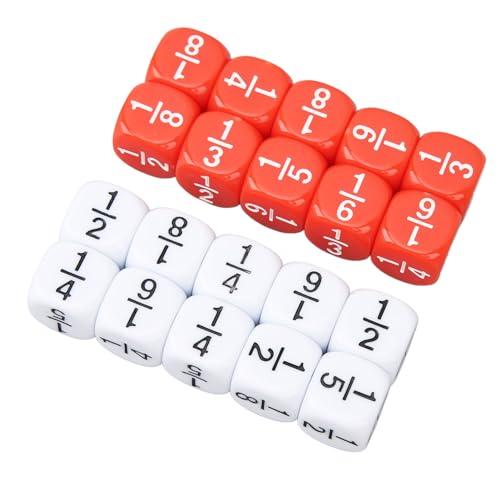 Culnflun Fractional Number Dice Set Interactive Lernen für Brettspiele Math Games 20pcs Red White Durablity Kunststoffmaterial von Culnflun