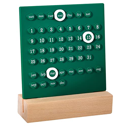 Culnflun Holzkinder Kalender, DIY entwickeln Planungsfähigkeiten Perpetual Kalender Haus anwendbares Vorschule Lernen (Grün) von Culnflun