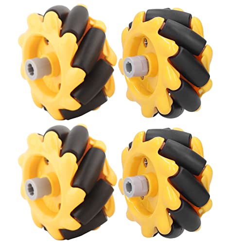 Culnflun Mecanum-Rad, Gelb Schwarz, 4 Stück, intelligente Roboter-Autoteile, Zubehör, omnidirektionale DIY-Spielzeugkomponenten, 48 mm (Two Pairs) von Culnflun