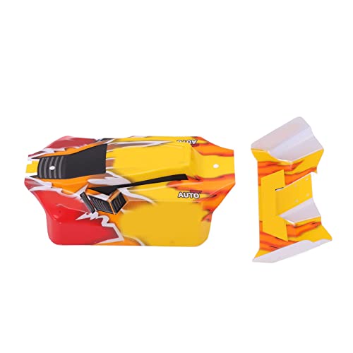 Culnflun RC-Karosserie, Heckflügel-Upgrade-Teil für WLtoys 144001 144010 ferngesteuertes Auto, Rot, Gelb, Premium-PVC-Material von Culnflun