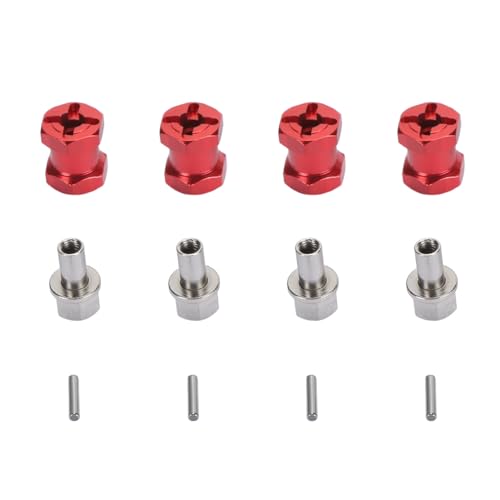 Culnflun RC-Radsechskant-Abstandshalter, Metall-Sicherungsmutter, 4 Stück, 12 mm Durchmesser, 15 mm Länge, Sechskant-Nabenverlängerung, multifunktionale Stabilität, RC-Autos (Rot) von Culnflun