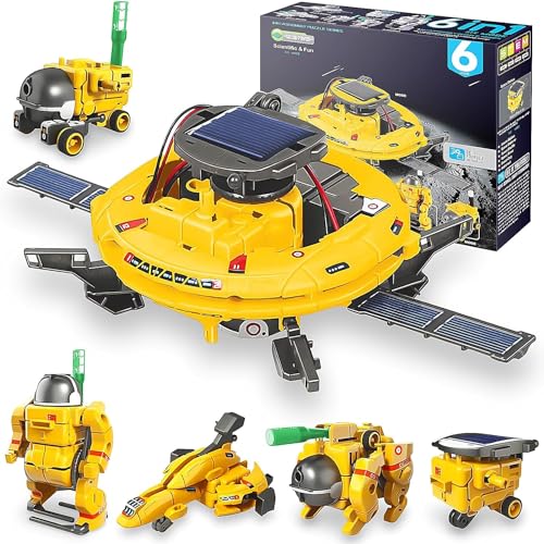 Cunsieun 6-in-1 Solar-Roboter-Bausatz, MINT-Lernspielzeug für Kinder von 8-12 Jahren, Pädagogisches Weltraum-Roboter-Set mit Solar- und Batteriebetrieb, Jungen&Mädchen von Cunsieun