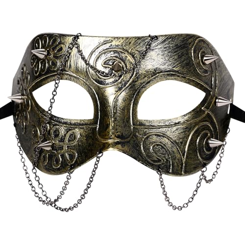 Cupimatch Geistermaske im Steampunk-Stil, venezianische Karnevalsparty, für Herren und Damen, Halloween-Geschenke, Gold von Cupimatch