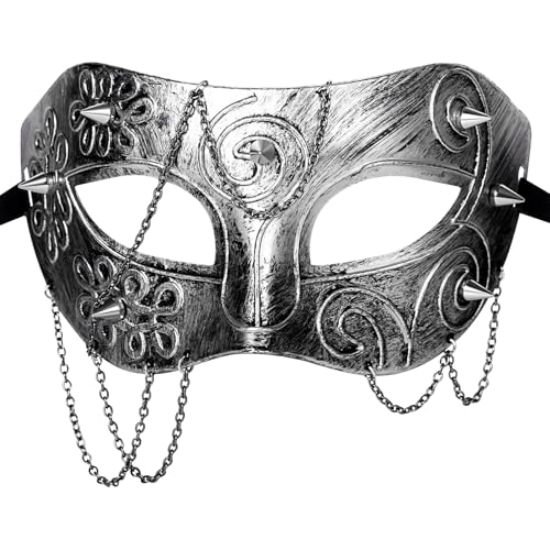 Cupimatch Geistermaske im Steampunk-Stil, venezianische Karnevalsparty, für Herren und Damen, Halloween-Geschenke, Silber von Cupimatch