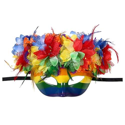 Cupimatch Masken Kostüm Damen Maskerade: Ostern Karneval Regenbogen-Maskenballmaske für Paare Tanzmasken Festival Feiertag Party für Frauen von Cupimatch