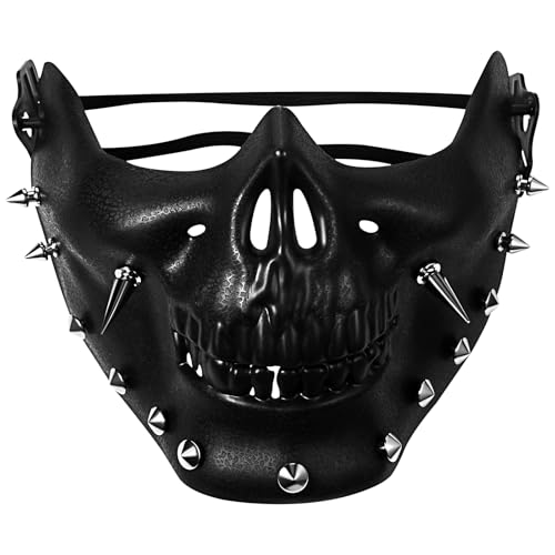 Cupimatch Totenkopf Maske Maskerade Halbgesichtsmaske: Schwarze Steampunk Horror Ballmaske Karneval Cosplay Party für Erwachsene Männer Frauen von Cupimatch