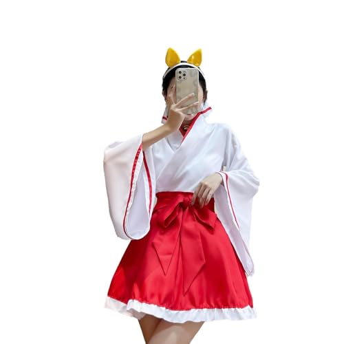 CupitiDU Japanischer Anime-Kimono, Fuchs, Cosplay-Kostüm, modisches Anime-Kostüm, kurzes Kimono-Kostüm, einfarbig (5XL) von CupitiDU