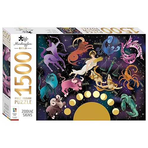 Curious Universe – Mindbogglers Gold 1500-teiliges Puzzle – Sternzeichen – Astrologie-Puzzle für Erwachsene – Über 1000-teiliges Puzzle – Puzzle mit kosmischen Sternzeichen von Curious Universe