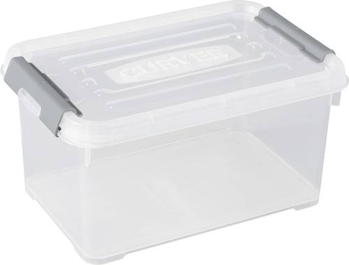 Curver 243803 Aufbewahrungsbox HANDY stapelbar (L x B x H) 294 x 194 x 150mm Transparent, Silber 1St von Curver